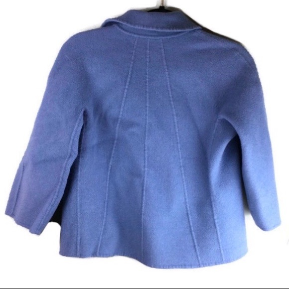 Talbots Wool Blend Double Breasted Notched Lapel 3/4 Sleeve Blue Pea Coat Sz 12P - Picture 2 of 10